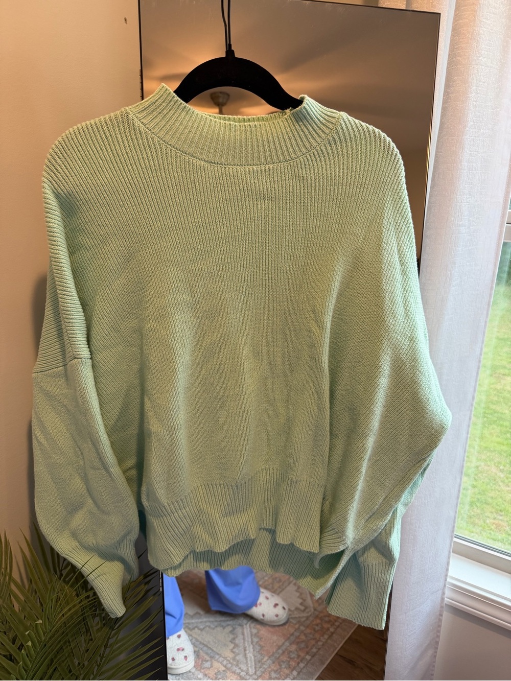 Pink Lily Mint Green Ribbed Sweater
